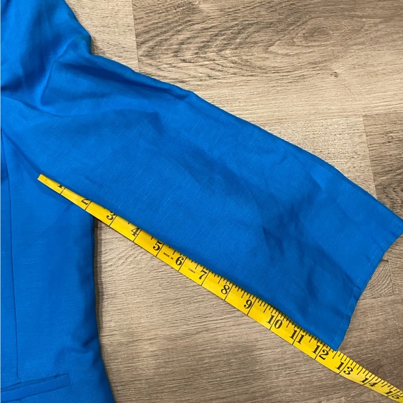 ✨ Tahari Arthur S. Levine Women's Size 12 Linen Clasp Close Blazer Blue Office - Picture 9 of 9